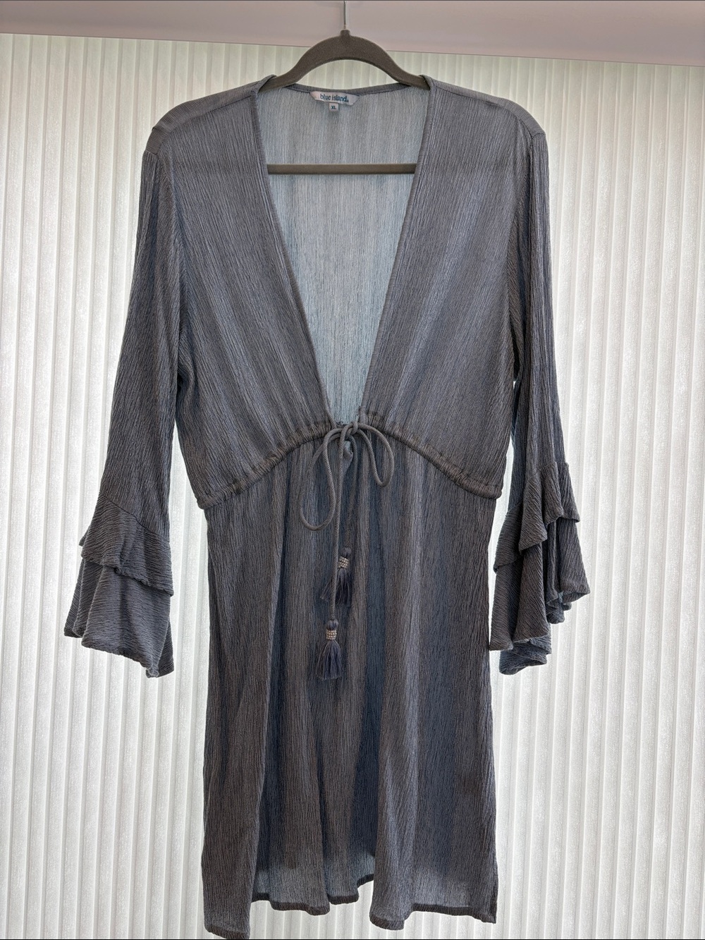 Blue Island Blue-Striped Lightweight Knit Swim Coverup